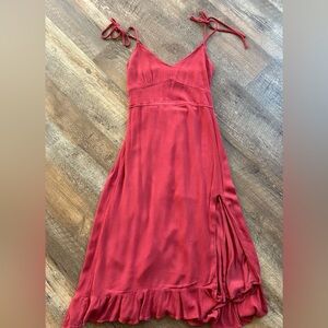 Abercrombie & Fitch Red Asymmetrical Ruffled Maxi Sundress